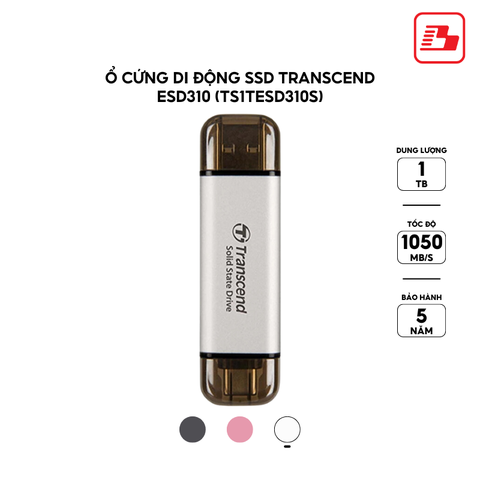 Ổ cứng di động SSD Transcend ESD310 1TB 1050MB/s Bạc TS1TESD310S - Bảo hành 5 năm
