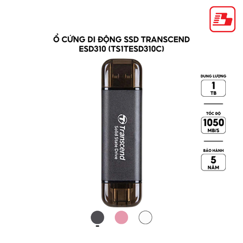 Ổ cứng di động SSD Transcend ESD310 1TB 1050MB/s Đen TS1TESD310C - Bảo hành 5 năm