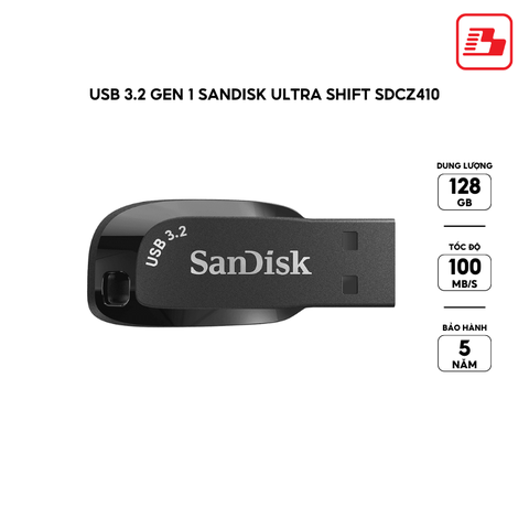 USB 3.2 Gen 1 Sandisk Ultra Shift SDCZ410 128GB 100MB/s SDCZ410-128G-G46 - Bảo hành 5 năm