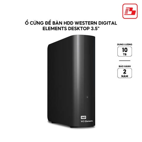 Ổ cứng để bàn HDD Western Digital Elements Desktop 3.5 10TB WDBBKG0100HBK-SESN - Bảo hành 2 năm