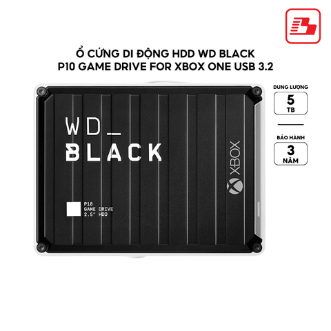 Ổ cứng di động HDD Western Digital Black P10 Game Drive For XBox One USB3.2 5TB WDBA5G0050BBK-WESN - Bảo hành 3 năm