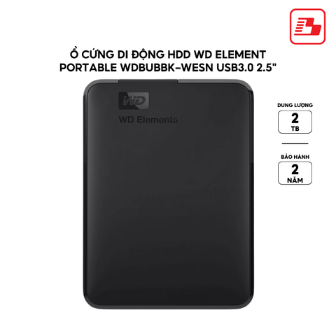 Ổ cứng di động HDD Western Digital Element Portable USB3.0 2.5 2TB WDBU6Y0020BBK-WESN - Bảo hành 2 năm