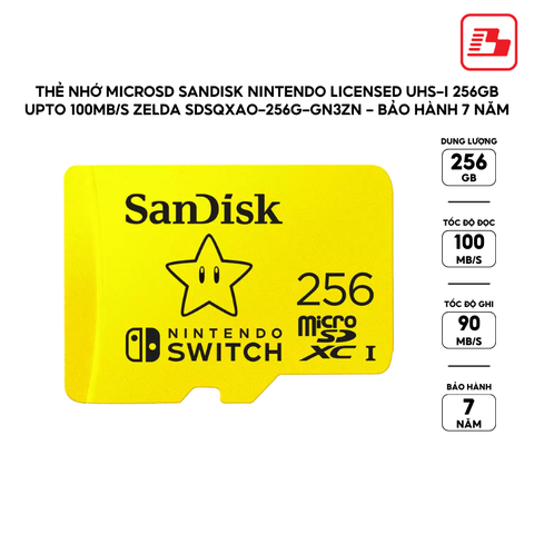 Thẻ nhớ MicroSD SanDisk Nintendo Licensed UHS-I 256GB upto 100MB/s Zelda SDSQXAO-256G-GN3ZN - Bảo hành 7 năm