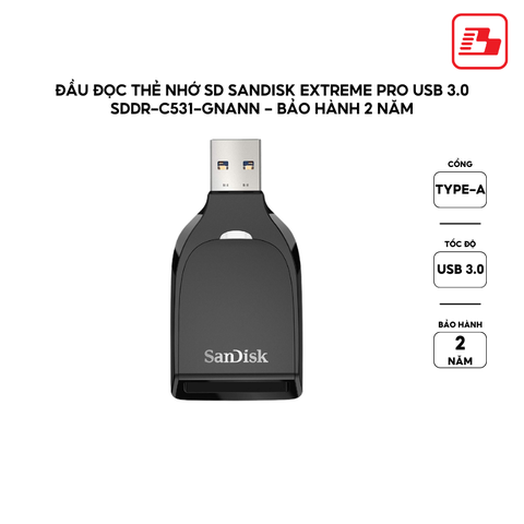 Đầu đọc thẻ nhớ SD SanDisk Extreme Pro USB 3.0 SDDR-C531-GNANN - Bảo hành 2 năm