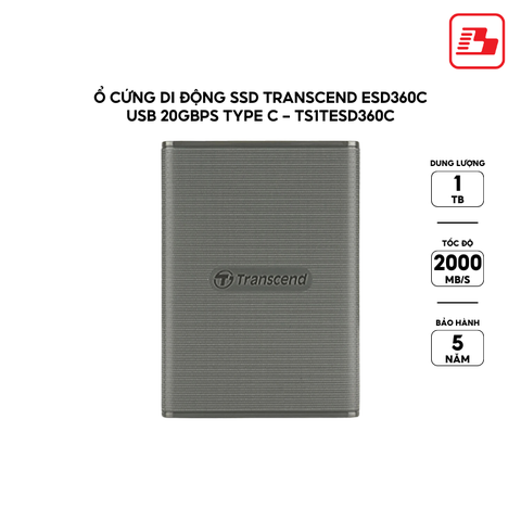 Ổ cứng di động SSD Transcend ESD360C 1TB 2000MB/s TS1TESD360C - Bảo hành 5 năm