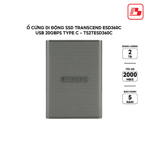 Ổ cứng di động SSD Transcend ESD360C 2TB 2000MB/s TS2TESD360C - Bảo hành 5 năm