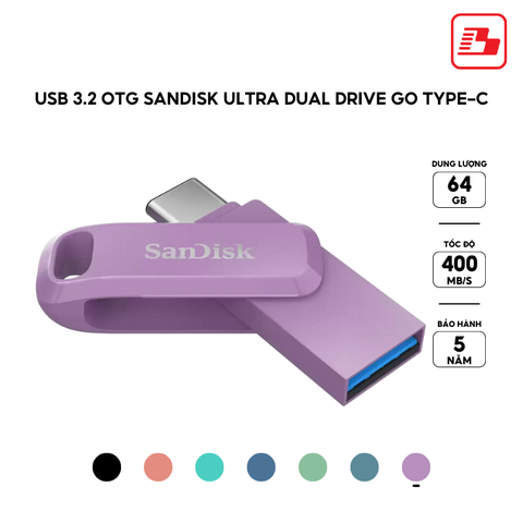 USB 3.1 OTG Sandisk Ultra Dual Drive Go Type-C SDDDC3 64GB 400MB/s SDDDC3-064G-G46NBB màu xanh navagio - Bảo hành 5 năm