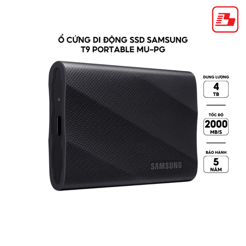 Ổ cứng di động SSD Samsung T9 Portable 4TB 2000MB/s MU-PG4T0B/WW - Bảo hành 5 năm