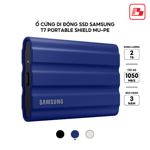 Ổ cứng di động SSD Samsung T7 Portable Shield 2TB 1050MB/s Xanh MU-PE2T0R/WW - Bảo hành 3 năm