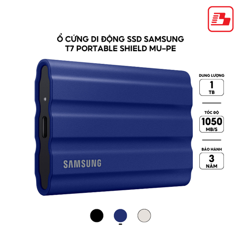 Ổ cứng di động SSD Samsung T7 Portable Shield 1TB 1050MB/s Xanh MU-PE1T0R/WW - Bảo hành 3 năm