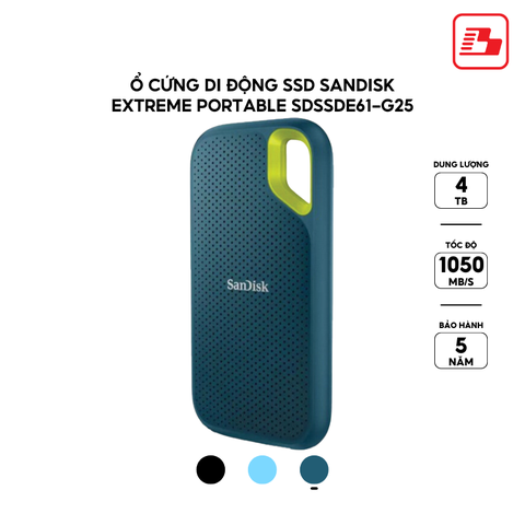 Ổ cứng di động SSD Sandisk Extreme Portable 4TB V2 E61 1050MB/s Montegrey SDSSDE61-4T00-G25M - Bảo hành 5 năm