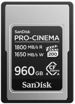 Thẻ nhớ CFexpress type A SanDisk  PRO-CINEMA PCIe-G4 960GB upto 1800MB/s SDCFEA-960G-GN4NN - Bảo hành 7 năm
