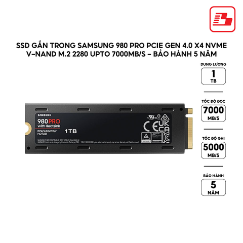 Ổ cứng gắn trong Samsung SSD 980 Pro (w HS) 1TB M2 PCIe 4.0 MZ-V8P2T0CW - Bảo hành 5 năm