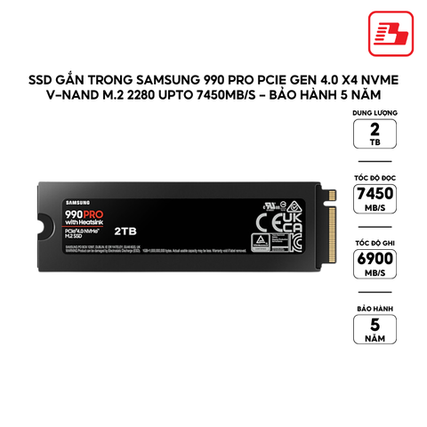 Ổ cứng gắn trong Samsung SSD 990 Pro (w HS) 2TB M2 PCIe 4.0, MZ-V9P2T0CW - Bảo hành 5 năm