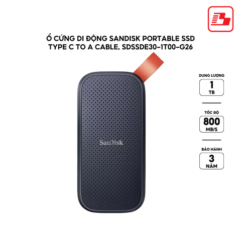Ổ cứng di động SSD Sandisk Portable 1TB E30 800MB/s ‎SDSSDE30-1T00-G26 - Bảo hành 3 năm