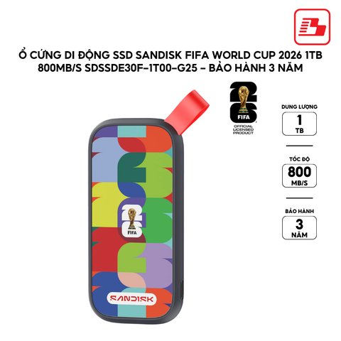 Ổ cứng di động SSD Sandisk FIFA World Cup 2026 1TB 800MB/s ‎SDSSDE30F-1T00-G25 - Bảo hành 3 năm