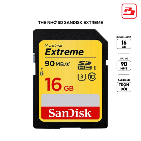Thẻ nhớ SD Sandisk Extreme 16GB 90MB/s SDSDXNE-016G-GNCIN - Bảo hành trọn đời