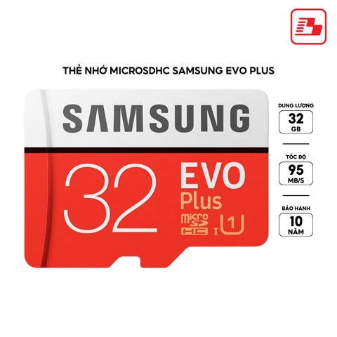 Thẻ nhớ MicroSDHC Samsung EVO Plus U1 32GB 95MB/s MB-MC32GA/APC - Bảo hành 10 năm