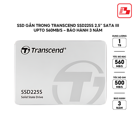 ổ cứng gắn trong 1TB SSD225S 2.5'' SATA3 Transcend (Seq R/W: 560/500MB/s) - Bảo hành 3 năm