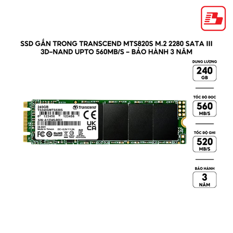 Ổ cứng gắn trong Transcend 240GB 820S M.2 2280 SSD SATA3 TS240GMTS820S - Bảo hành 3 năm