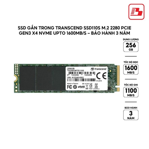 Ổ cứng gắn trong 256GB SSD110S M.2 PCIe Transcend TS256GMTE110S - Bảo Hành 3 năm