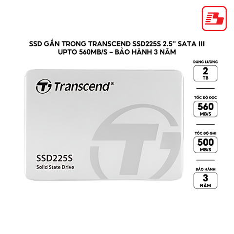 ổ cứng gắn trong 2TB SSD225S 2.5'' SATA3 Transcend (Seq R/W: 560/500MB/s) - Bảo hành 3 năm