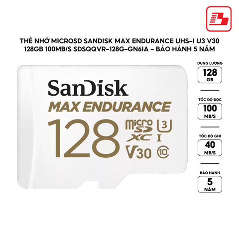 Thẻ nhớ MicroSD SanDisk Max Endurance UHS-I U3 V30 128GB 100MB/s SDSQQVR-128G-GN6IA - Bảo hành 5 năm