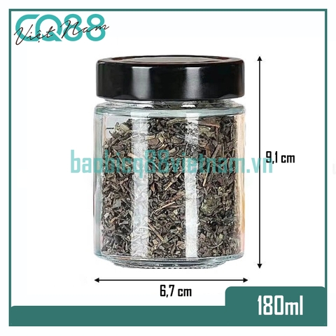 Hũ thủy tinh tròn nắp cao 180ml