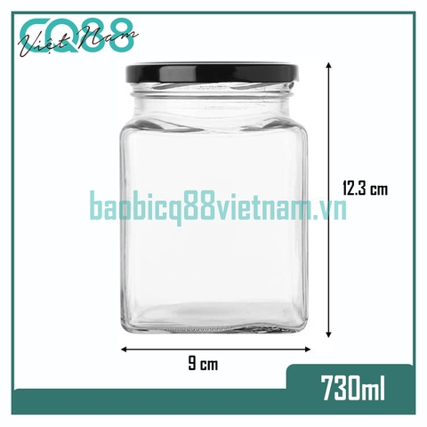 Hũ thủy tinh vuông 730ml