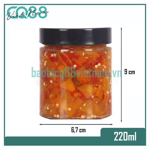 Hũ thủy tinh tròn nắp cao 220ml