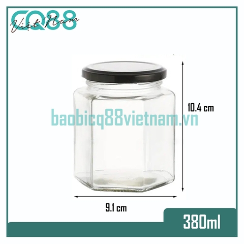 Hũ thủy tinh lục giác 380ml