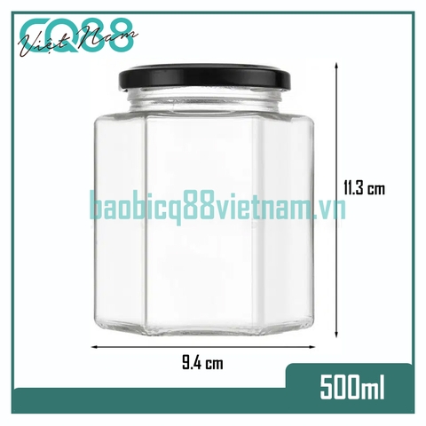 Hũ thủy tinh lục giác 500ml