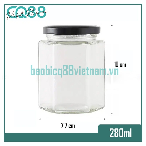 Hũ thủy tinh lục giác 280ml