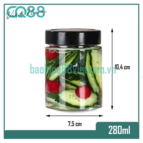 Hũ thủy tinh tròn nắp cao 280ml