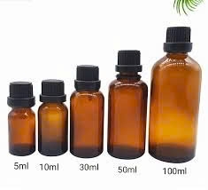 Chai Đựng Tinh Dầu, Lọ Chiết Serum Thủy Tinh Nâu Nắp Vặn Đen, Nhiều Dung Tích