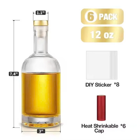 Chai Thủy Tinh  Đựng Rượu Nút Cao Su Bọc Nhôm Vàng, Dung Tích 100ml 200ml 375ml 500ml 750ml 1000ml