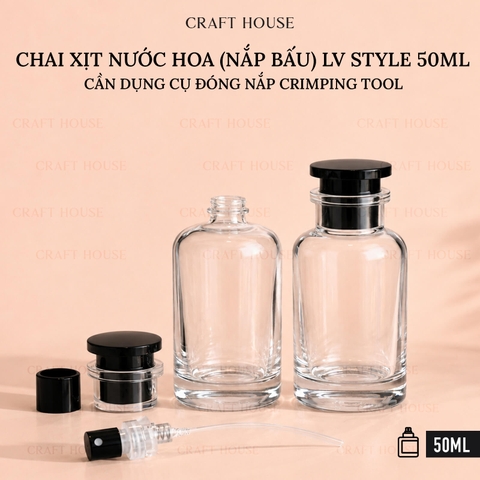 Chai Xịt Nước Hoa Thủy Tinh Nắp Dập - LV Style T-1018 50ml