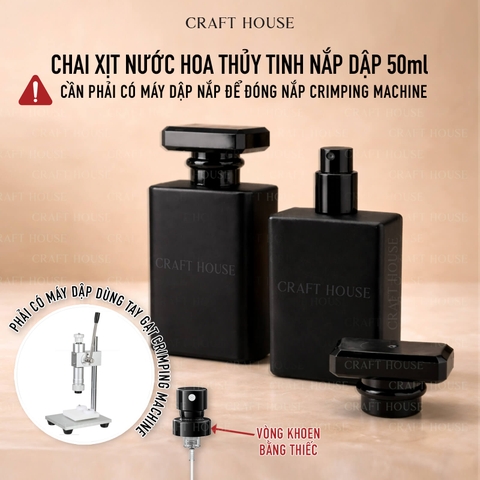 Chai Xịt Nước Hoa Thủy Tinh Nắp Dập Perfume Bottle F37 50ml (Cần Có Máy Dập Nắp Dùng Tay Gạt))
