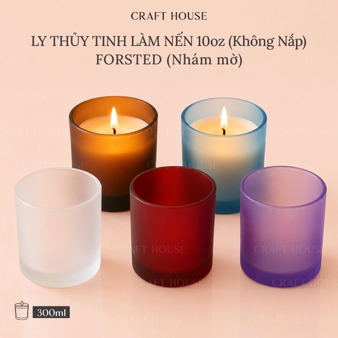 Ly Thủy Tinh Làm Nến Thơm 10oz - Loại Nhám Mờ (Frosted)