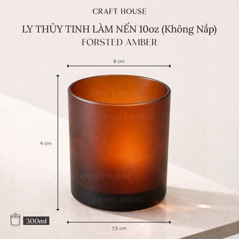 Ly Thủy Tinh Làm Nến Thơm 10oz - Loại Nhám Mờ (Frosted)