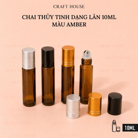 Chai Thủy Tinh Dạng Lăn 10ml - Màu Amber