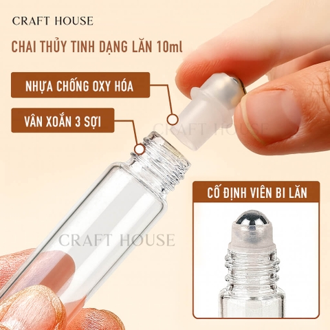 Chai Thủy Tinh Dạng Lăn 10ml - Màu Clear