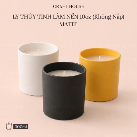 Ly Thủy Tinh Làm Nến Thơm 10oz - Loại Màu Lì (Matte)