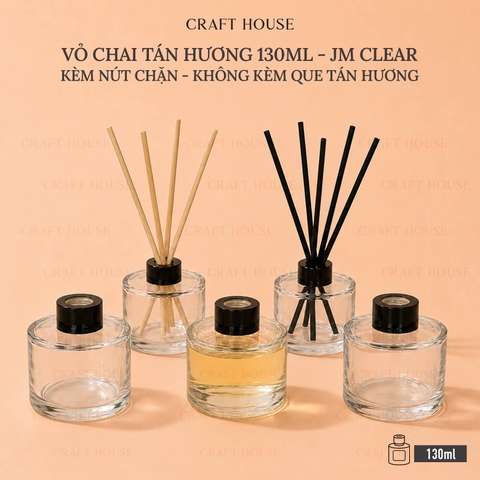 Vỏ Chai Tán Hương Tinh Dầu Kèm Nút Chặn 130ml - JM Clear