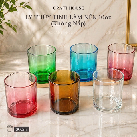 Ly Thủy Tinh Làm Nến Thơm 10oz - Loại Trong Suốt (Clear)