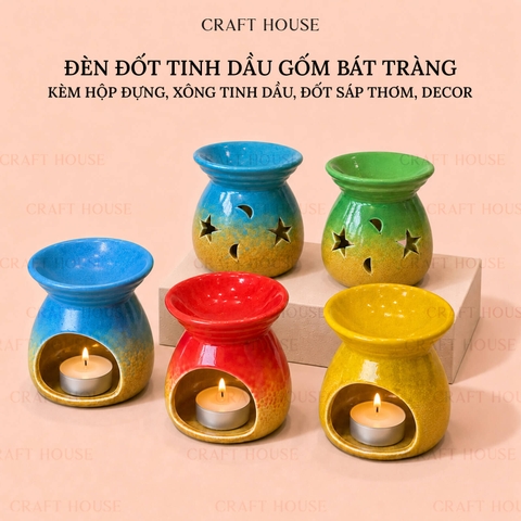 Lọ Gốm Sứ Bát Tràng Đốt Tinh Dầu Nến Tealight