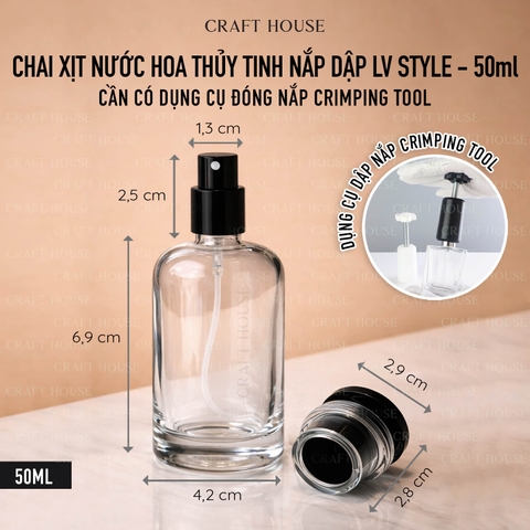 Chai Xịt Nước Hoa Thủy Tinh Nắp Dập - LV Style T-1018 50ml