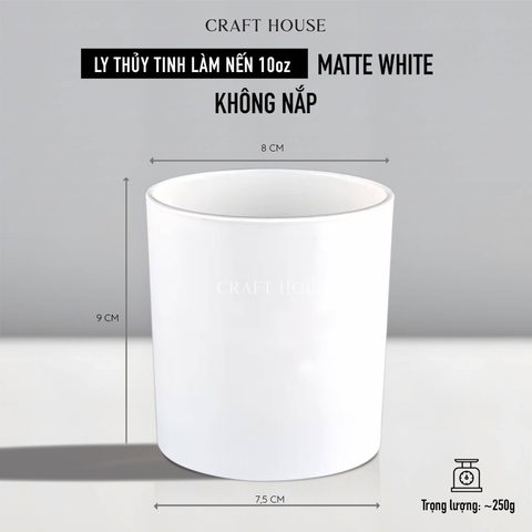 Ly Thủy Tinh Làm Nến Thơm 10oz - Matte White