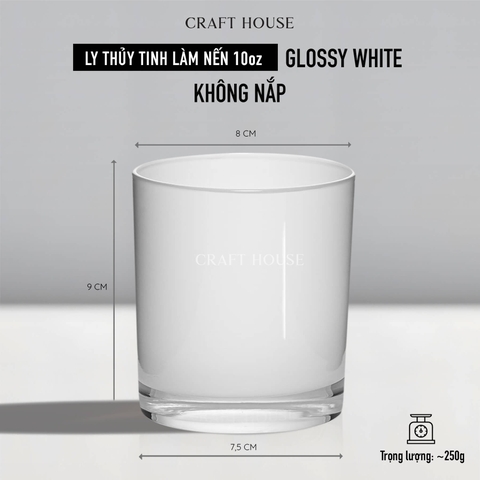 Ly Thủy Tinh Làm Nến Thơm 10oz - Glossy White