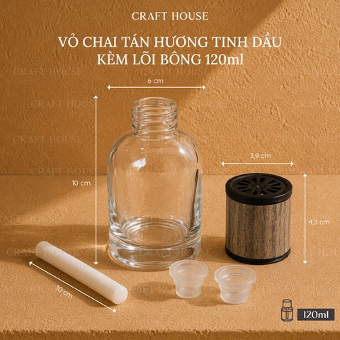 Vỏ Chai Tán Hương Tinh Dầu Kèm Lõi Bông 120ml